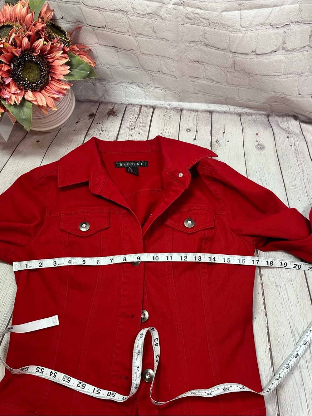 Baccini Red denim Jean Jacket women S boho western inventive layering casual - Picture 4 of 8